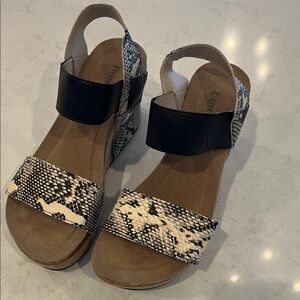 Snakeskin and Black Women's Sandals